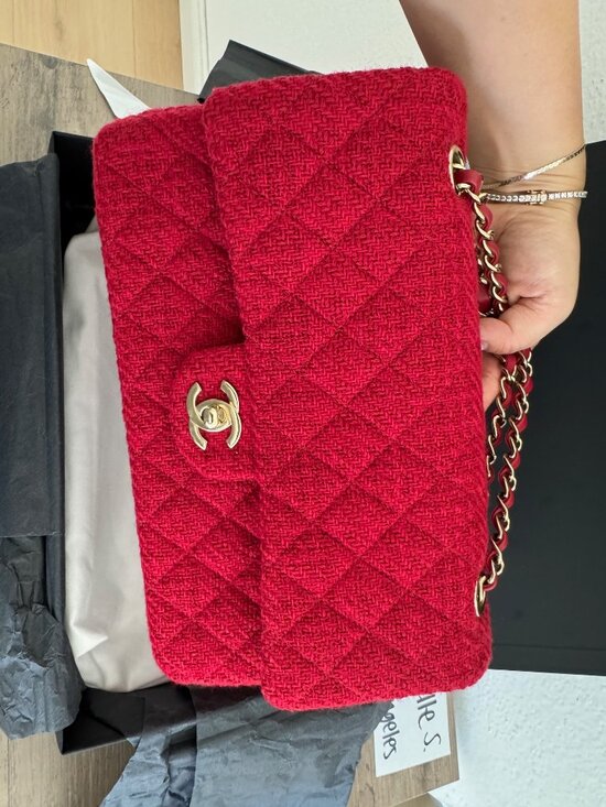 Chanel Classic 11.12 Flap Bag – Red Wool Tweed & Gold Hardware – Brand New - Picture 6 of 16